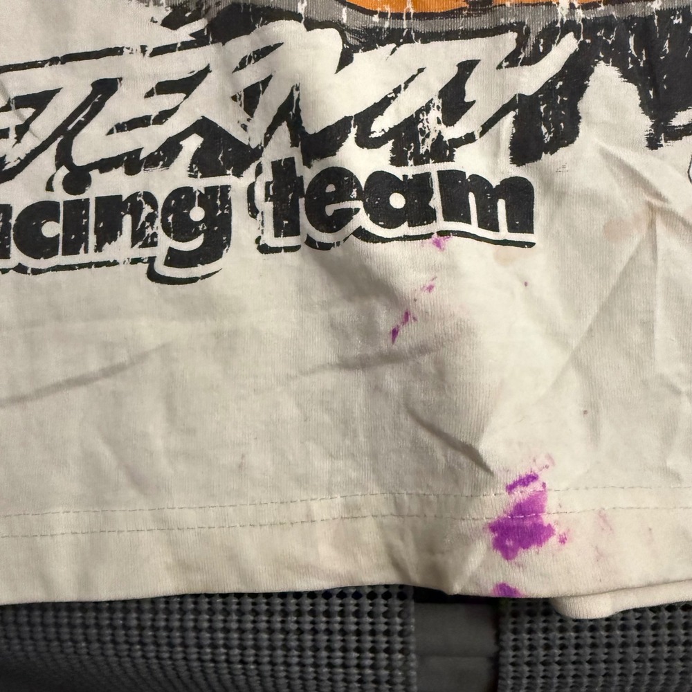 PacSun Eternity Racing Graphic T-Shirt Mens Small Cream Distressed Streetwear - Picture 10 of 10